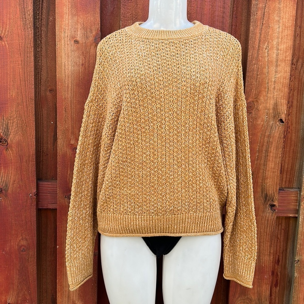 Universal Thread Marled Knit Crewneck Slouchy Sweater Mustard Gold S